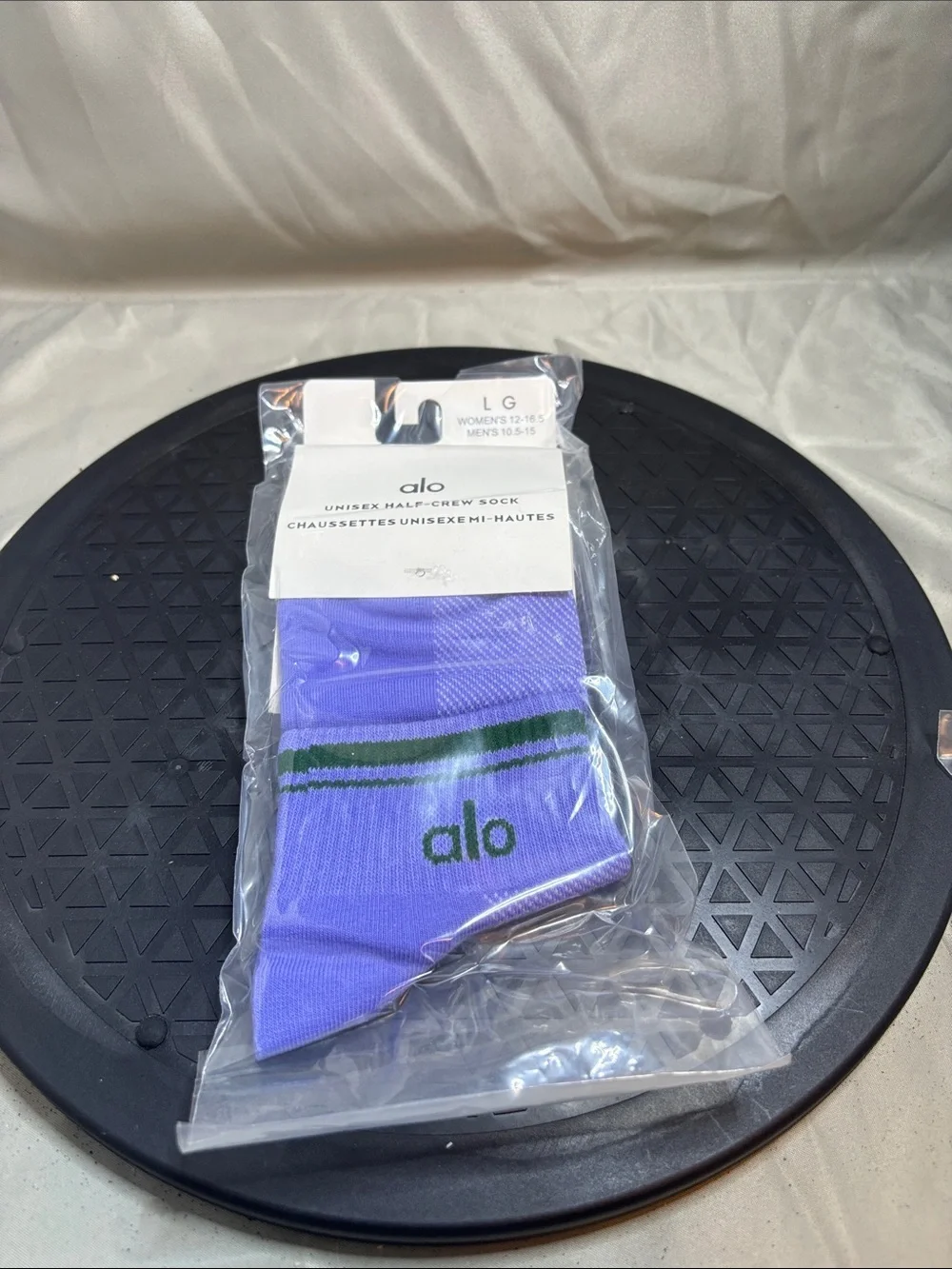 ALO Yoga Lavender Crew Socks with Green Accent